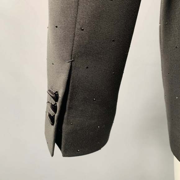 BURBERRY Black Studded Mohair Wool Peak Lapel Sport Coat - Picture 5 of 11